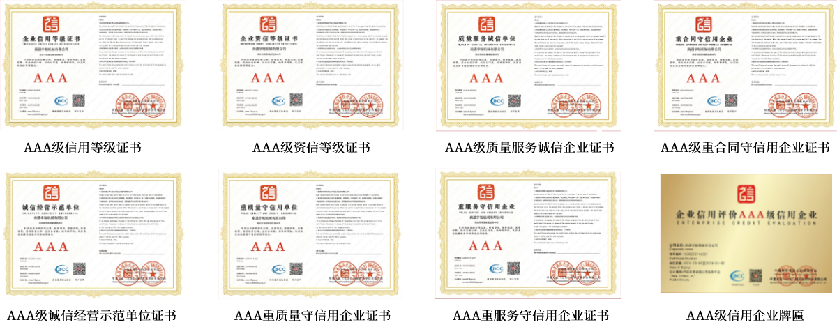 AAA信用評級不同領(lǐng)域的證書