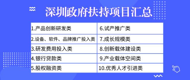 深圳市政府扶持項(xiàng)目匯總
